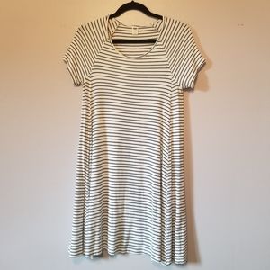 Jersey White & Black Striped Swing Mini Dress